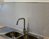 WHITE HERRINGBONE Tile Shower wall 2400x1000x10mm